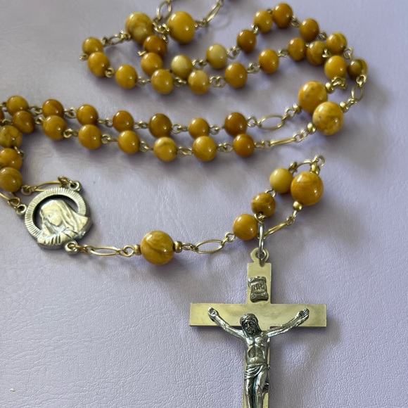 Vintage Rosary Natural Stones - Gold Filled wires and chain. - Picture 7 of 8